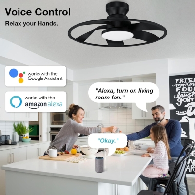 22 in. Smart Low Profile Ceiling Fan with Lights and Remote, Reversible Flush Mount Ceiling Fan with Wi-Fi Alexa APP, Modern Ceiling Fans for Patio