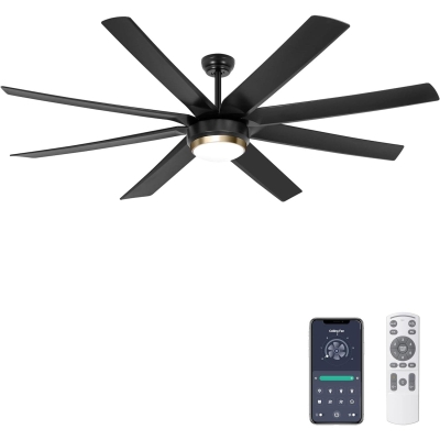70 in. Black Indoor Outdoor Large Ceiling Fans with Remote Control, Reversible Dimmable Modern Industrial Contemporary Ceiling Fans for Living Room Patio