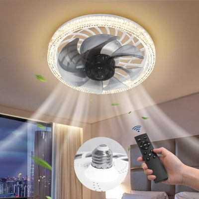 Bladeless Fandelier Remote Control Ceiling Fan and Light, Low Profile Ceiling Fan Light Fixture Ceiling Fan, Modern Gray Ceiling Fan