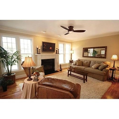 52 in. Flush Mount Ceiling Fan, LED Recessed Ceiling Fan, Brushed Nickel Ceiling Fan