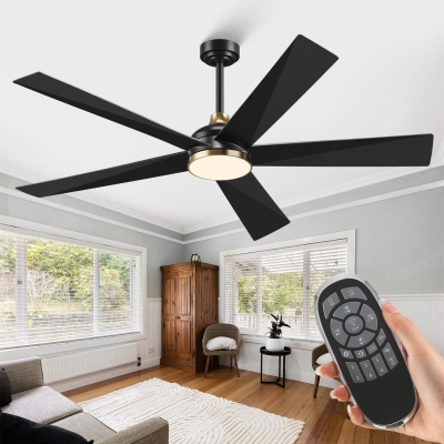 65 in. Contemporary Black Ceiling Fan with Light and Remote , Indoor Outdoor Large Ceiling Fans for Bedroom, Designer Fans, Patio Porch Ceiling Fans
