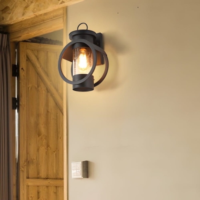 Elegant Black Outdoor Wall Lamp with Raindrop Glass Shade, E27 Base, Includes 6W LED Edison Bulb, Warm White Light for Modern and Traditional D&eacute;cor