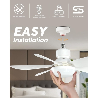 20 in. Small Socket Fan Light with Remote, Mini Ceiling Fan Light, Bedroom Ceiling Fans, Kitchen Ceiling Fans