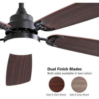 52 in. Black Modern Ceiling Fan with Light and Remote, 5 Blade Flush Mount Ceiling Fan, Low Profile Reversible Quiet Ceiling Fans for Bedroom Living Room