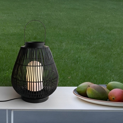 Elegant Rattan Outdoor Floor Lamp with Built-in E27 Light Source, Perfect for Garden, Balcony, and Patio, Warm, Bright Light &amp; Retro Design