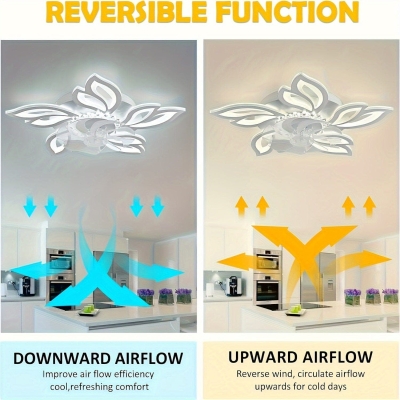 Modern Flower-Shaped LED Ceiling Fan with Light Remote Control, Dimmable Semi-Flush Mount Ceiling Fan Light Fixture for Living Room Dining Room Office Bedroom