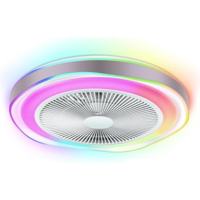 Bladeless Enclosed Ceiling Fan with Light APP Control and Music Speaker, Low Profile Ceiling Fan for Bedroom Living Room Party