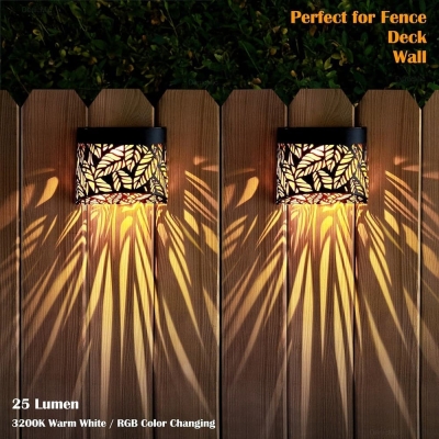 Leaf-Shaped Solar Outdoor Wall Light, Waterproof Wall-Mounted Outdoor Lamp for Deck Garden Patio Porch Holiday Decoration
