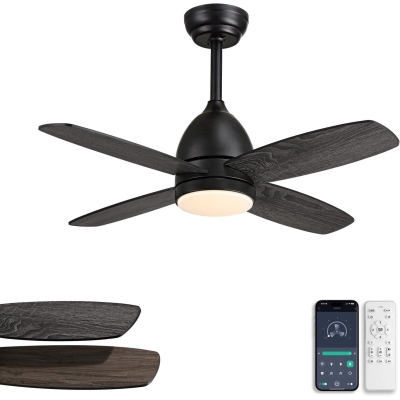 38 in. Low Profile Remote Control Ceiling Fan and Light, Reversible Quiet Ceiling Fans, Black Bedroom Ceiling Fans, Outdoor Fan for Patio