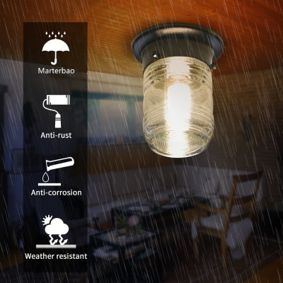 Modern Black Outdoor Wall Light Ceiling Light Front Porch Light with Clear Glass for Proch Patio Wall