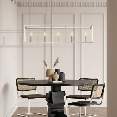 Modern Pendant Lighting for Kitchen Island, 5-Light Sliver Ceiling Light Pendant Light Fixture for Dining Room