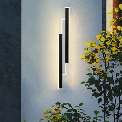 Durable Waterproof Outdoor Wall Light with 3 Rectangular Strips for Patio, Porch, Garden, and Garage, Available in Black and White