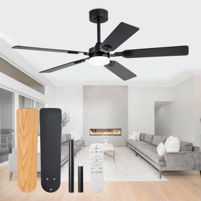 52 in. Ceiling Fan, Outdoor Ceiling Fan with Light and Remote, Dimming Reversible Black Ceiling Fan with Light, Outdoor Farmhouse Ceiling Fan with Light