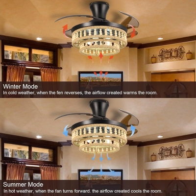 48 in. Wood Beads Boho Ceiling Fan, Farmhouse Caged Ceiling Fan with Lights, Flush Mount Perfect Ceiling Fan for Bedroom Living Room