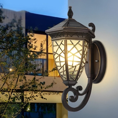 Durable Aluminum Solar Outdoor Wall Light with Unbreakable Glass Shade for Garden, Lawn, Patio, and Porch, Automatic Day/Night Sensor