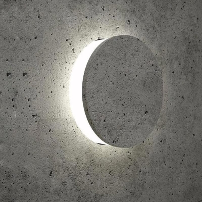 Modern Concrete Outdoor Wall Light with Moon Eclipse Effect, Available in Regular and Large Sizes for Stunning Nighttime Illumination