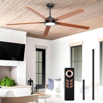 72 in. Contemporary Large Wood Remote Control Ceiling Fan and Light, Flush Mount Low Profile Ceiling Fan for Living Room, Outdoor Ceiling Fan for Patio