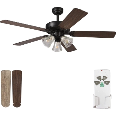 52 in. Indoor Remote Ceiling Fan with Light, Reversible Blade Ceiling Fan for Living Room Dining Room Bedroom Basement Kitchen