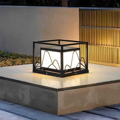 Durable Stainless Steel Solar Deck Post Lights with Abstract Mountain Design, High Transmittance, and E27 Bulb Base for Bright, Warm Outdoor Lighting