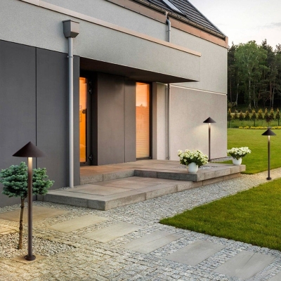 Energy-Efficient LED Outdoor Post Light with Classic Umbrella Shade for Patios, Gardens, and Driveways, Weather-Resistant and Eye-Friendly