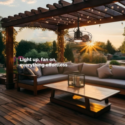 Wet Rated Outdoor Ceiling Fans, Caged Ceiling Fan for Patio, Outdoor Fan for Gazebo, Porch Ceiling Fans, Pergola Fan