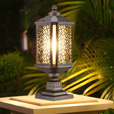 Outdoor Retro Deck Post Light, Die-Cast Aluminum, Antique Glass Shade, E27 Bulb Compatible, Waterproof, Ideal for Garden &amp; Patio Lighting