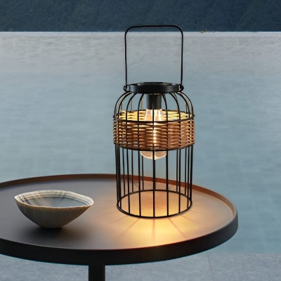 Durable Outdoor Rattan Solar Table Lamp with Long Battery Life, Automatic Day/Night Function, and Exquisite Handles for Easy Mobility and Hanging