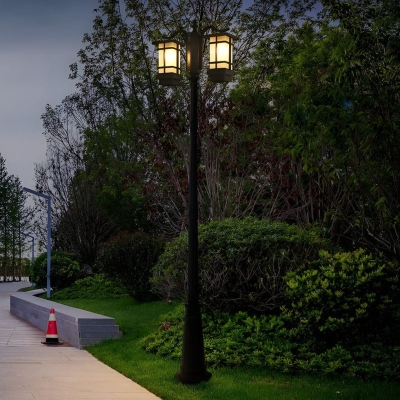 Durable Die-Cast Aluminum Outdoor Pole Light with High Transmittance Glass Shade, Waterproof, Rust-Proof for Patio, Garden, Lawn, Path, and Park