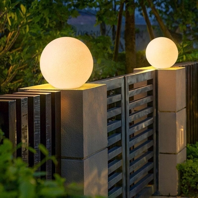 Stylish Marble-Style Resin &amp; Fiber Moon Shape Outdoor Post Lights for Enhanced Illumination and Security, Perfect for Front Yard and Garden Walls