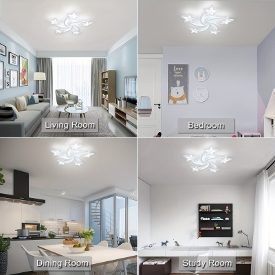 Modern Star-Shaped LED Flush Mount Ceiling Light for Living Room Dining Room Bedroom Kitchen