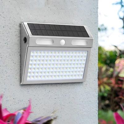 Smart Motion Sensor Solar Wall Light with 4 Modes, Waterproof Stainless Steel, High-Efficiency Solar Panel, Long Battery Life for Outdoor Use