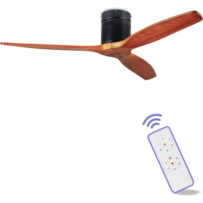 52 in. Quiet 3 Blade Ceiling Fan with Remote, Wood Flush Mount Outdoor Energy Efficient Ceiling Fan, Farmhouse Ceiling Fan for Bedroom Living Room Patio