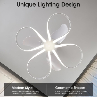 Modern Flower Ceiling Fan Light with Remote, Unique Mini Chandelier Ceiling Fan, Small Dimmable Fandelier Ceiling Fan Light with Reversible Blades