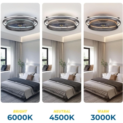 20 in. Black Ceiling Fan with Lights, Low Profile Ceiling Fan with Remote APP Control, Flush Mount Ceiling Fan Lights, Bedroom Ceiling Fans