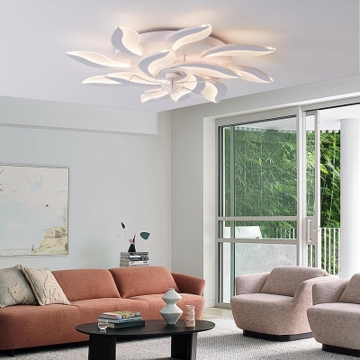 39 in. Modern Ceiling Fan with Light and Remote Control, Dimmable LED Flush Mount Low Profile Ceiling Fan without Blades