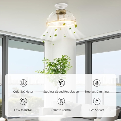 Small Socket Remote Ceiling Fan with Light, Dimmable LED Fan Light, Mini Ceiling Fan for Kitchen Dining Room Bedroom Kids Room Living Room