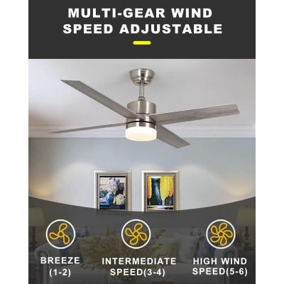 52 in. Brushed Nickel Ceiling Fan, Modern Ceiling Fan with Light and Remote, Beautiful Ceiling Fans, Elegant Ceiling Fans Bedroom Ceiling Fans Patios