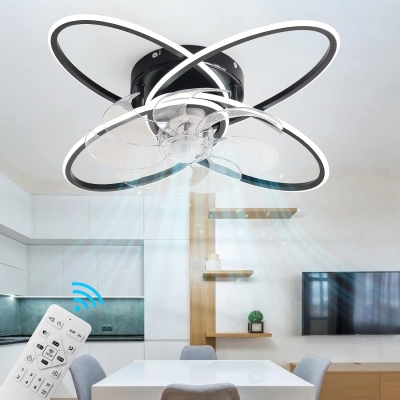 Flush Mount Bladeless Ceiling Fan with LED Light, Modern Low Profile Ceiling Fan Light Fixture with Remote, Ceiling Fan for Bedroom Living Room Patio