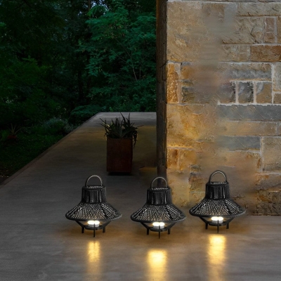 Handwoven Rattan Solar Floor Lamp, Eco-Friendly, Waterproof, and Durable Outdoor Lighting in Three Sizes and Power Options