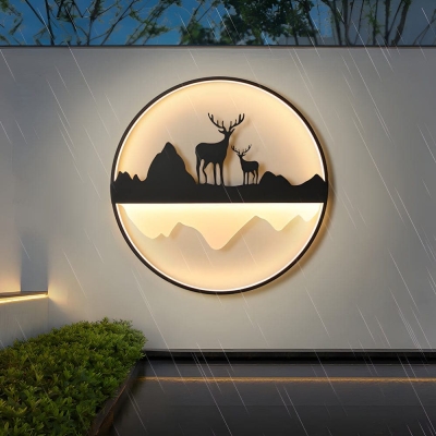 Artistic Outdoor Wall Lamp with Deer Design, Weatherproof, Available in 3 Sizes for Gardens, Courtyards, Walls, Gates, and Backyards