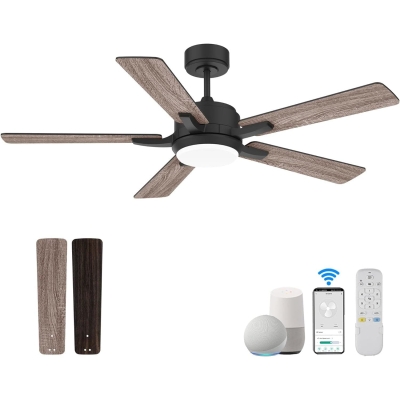 52 in. Smart Remote Control Ceiling Fan and Light Wi-Fi Alexa APP Control, Black Ceiling Fan for Bedroom Living Room Patio Porch