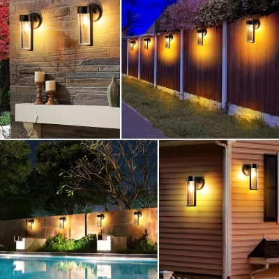 Outdoor Solar Deck Fence Light, Waterproof Wall Mount Decorative Lights for Wall Fence Patio Post Yard Porch, Set of 2