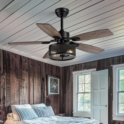 42 in. Caged Ceiling Fan, Best Outdoor Ceiling Fan with Light and Remote APP Control for Patio, Indoor Black Ceiling Fan for Bedroom Living Room