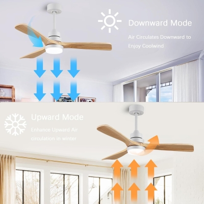 48 in. Remote Control Fan, Modern Indoor Outdoor Wood Ceiling Fan for Patio Living Room, Farmhouse Ceiling Fan with Light