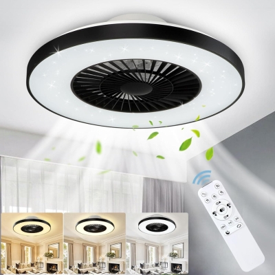 Modern Ceiling Fan with Lights and Remote, Invisible Flush Mount Low Profile Ceiling Fan, Reversible Ceiling Fan Winter Summer