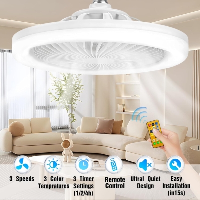 10 in. Socket Ceiling Fan for Bedroom Kitchen, White Remote Control Ceiling Fan and Light, Mini Outdoor Patio Ceiling Fans
