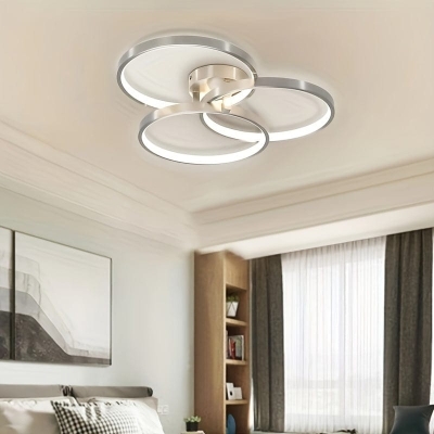 3-Light Ring Semi-Flush Mount Light, LED Ceiling Lamp with Inner Ring