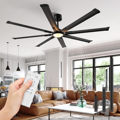 72 in. Black Remote Control Ceiling Fan and Light, Indoor Outdoor Large Ceiling Fan for Living Room Patio Kitchen, Industrial Contemporary Ceiling Fan