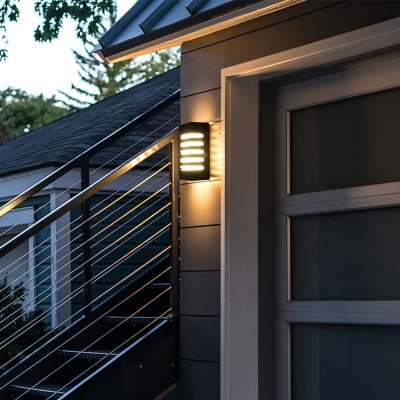 Black LED Outdoor Wall Lantern Sconce, Dimmable Modern Exterior Light Fixture for Patio Entryway Garage