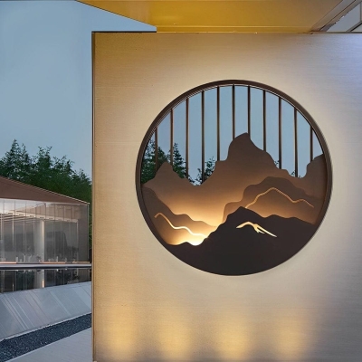 Elegant Outdoor Wall Light with Mountain Silhouette Design, LED Brightness, and Energy Efficiency, Perfect for Traditional and Modern Home Decor